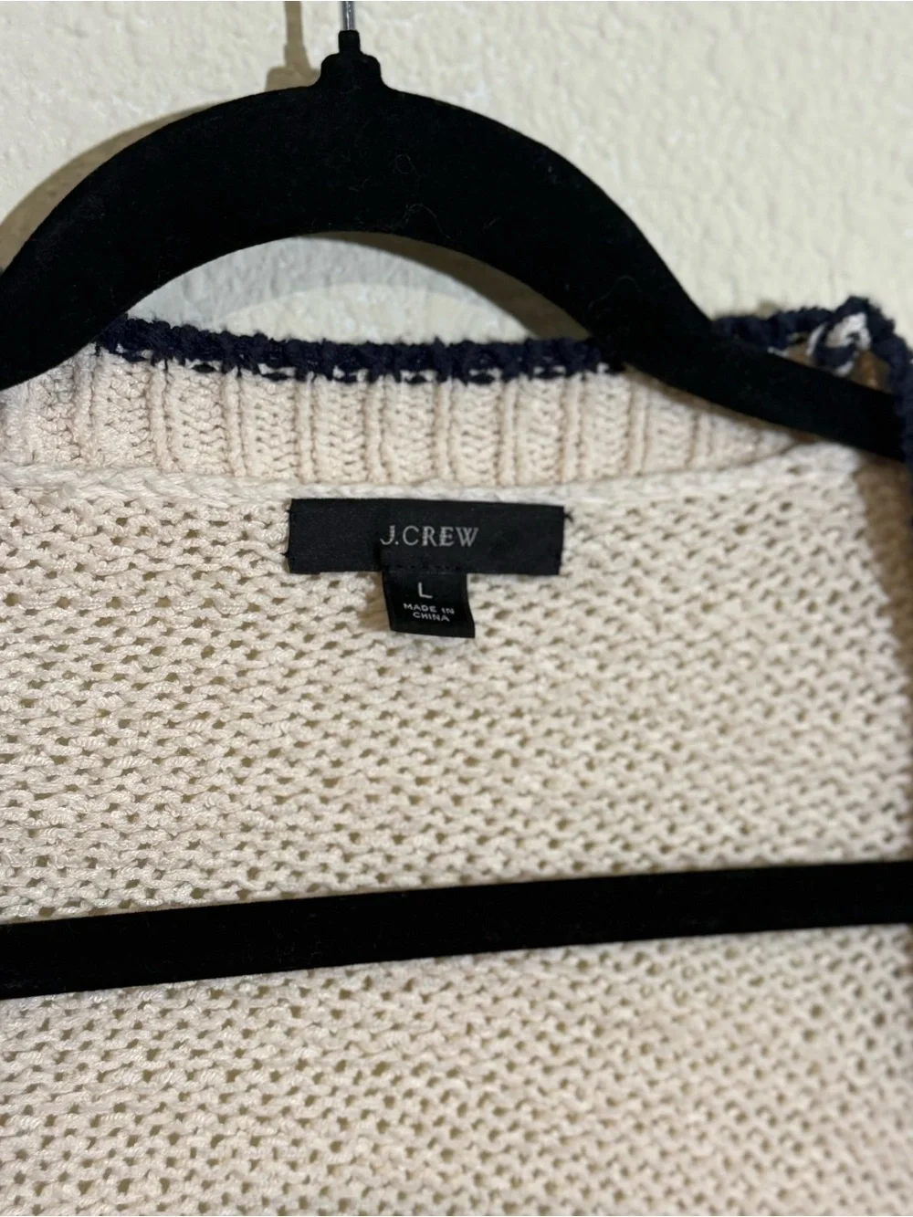 J. Crew Black Label Cream Open-Front Pocket Cardigan Sweater Size L